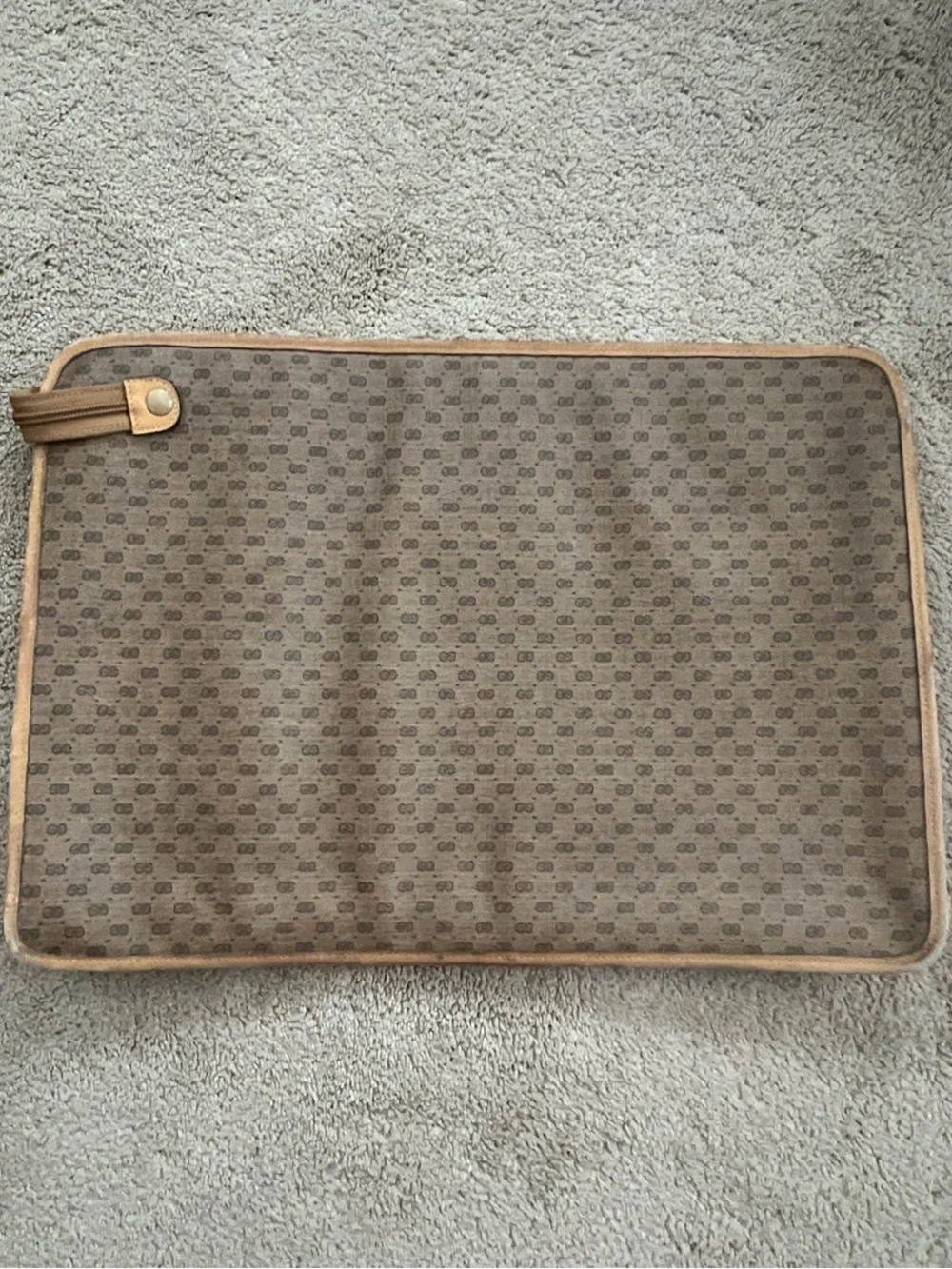 Gucci Vintage Micro GG Supreme PVC Clutch/ Document Sleeve w/ Leather Trim
